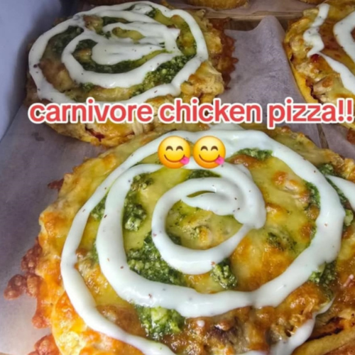 Carnivore chicken pesto pizza