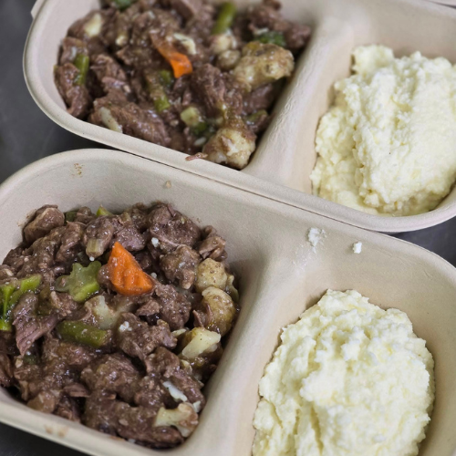 Beef casserole with cauli mash