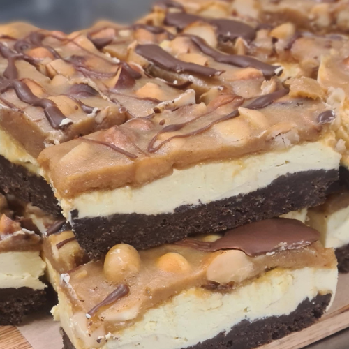 Macadamia caramel cheesecake brownie